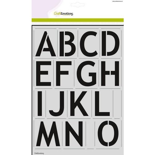 CraftEmotions Stencil Alphabet Gro&szlig; - 31 Zeichen A bis Z Buchstaben 57 mm 2x A4