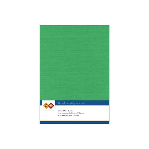 Card Deco Leinenpapier Grasgr&uuml;n Gr&uuml;n - A5 Papier 240g/m&sup2; 10 Bl&auml;tter Karten