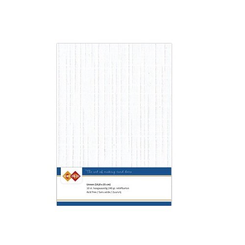 Card Deco Leinenpapier Wei&szlig; - A5 Papier 240g/m&sup2; 10 Bl&auml;tter Kartenpapier