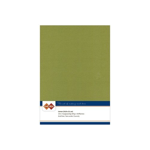 Card Deco Leinenpapier Olivegr&uuml;n Gr&uuml;n - A5 Papier 240g/m&sup2; 10 Bl&auml;tter Basteln