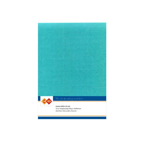 Card Deco Leinenpapier Emerald T&uuml;rkis Blau Hellblau A5 Papier 240g/m&sup2; 10 Bl&auml;tter