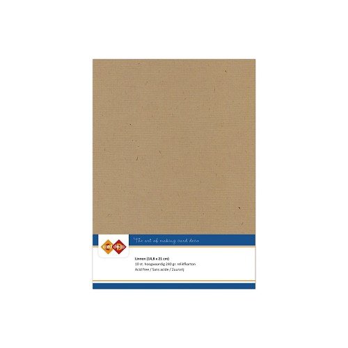 Card Deco Leinenpapier Cappuccino Braun Kraft - A5 Papier 240g/m&sup2; 10 Bl&auml;tter
