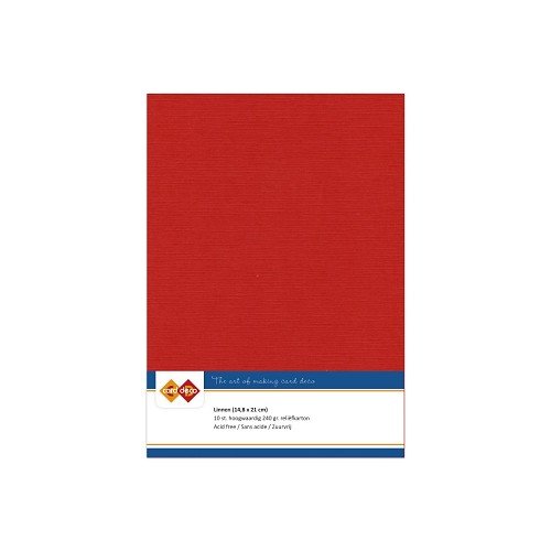 Card Deco Leinenpapier Weihnachtsrot Rot - A5 Papier 240g/m&sup2; 10 Bl&auml;tter Basteln