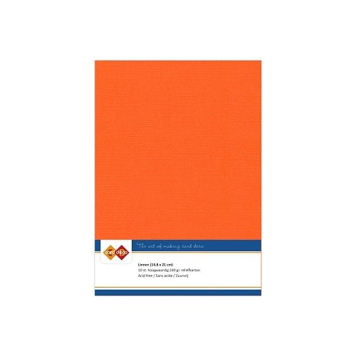 Card Deco Leinenpapier Orange - A5 Papier 240g/m&sup2; 10 Bl&auml;tter Karten Basteln