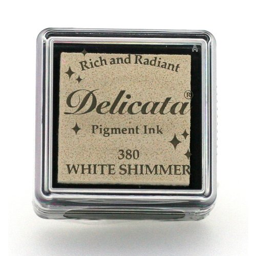 Delicata Mini Stempelkissen White Shimmer - Wei&szlig; Hell Tsukineko S&auml;urefrei