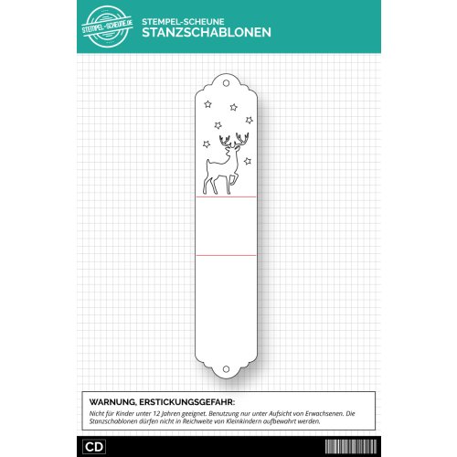 Stempel-Scheune Stanzschablone SSD013 - Verpackung Reh Hirsch Stern Weihnachten