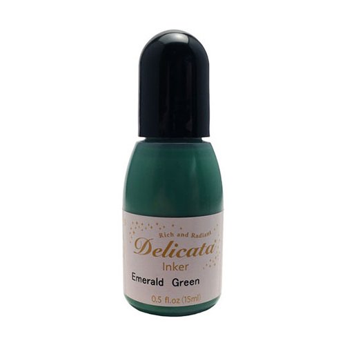 TSUKINEKO Delicata Stempelkissen Emerald Green Gr&uuml;n Nachf&uuml;ller 15 ml Wasserfest