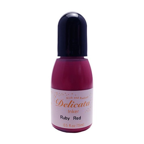 TSUKINEKO Delicata Stempelkissen Ruby Red Rot Nachf&uuml;ller 15 ml Wasserfest