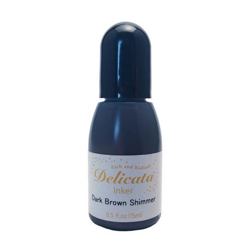TSUKINEKO Delicata Stempelkissen Dark Brown Shimmer Braun Nachf&uuml;ller 15 ml