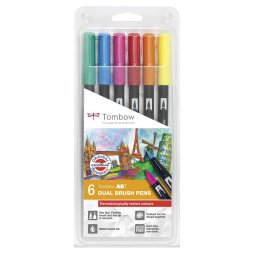 Tombow 6 ABT Dual Brush Pens - Fasermaler Farben 6 Stifte...