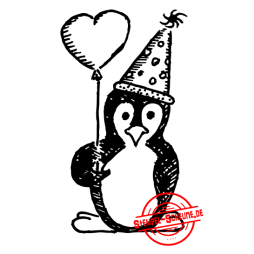 Stempel-Scheune Gummi 242 Pinguin Geburtstag Luftballon...