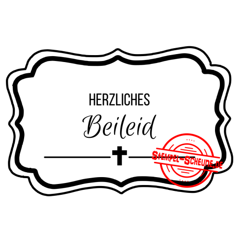 Stempel-Scheune Gummi 11 - Herzliches Beileid Trauer Tod Kreuz Label Edel