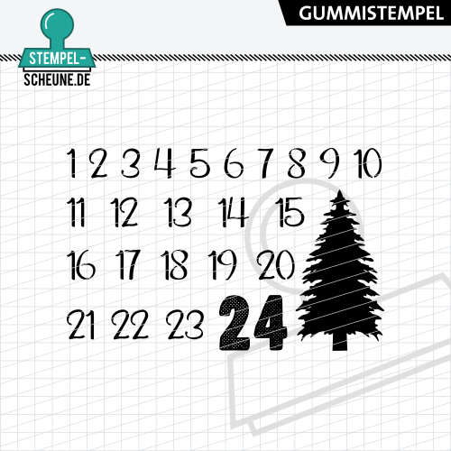 Stempel-Scheune Gummi 138 - Adventskalender Weihnachten Geschenke 1 bis 24