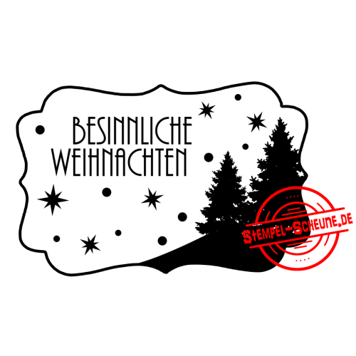 Stempel-Scheune Gummi 190 - Schnee Frohe Weihnachten Label Landschaft