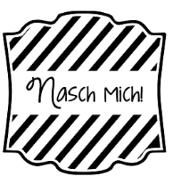 Stempel-Scheune Gummi 89 - Label Nasch mich! Streifen...
