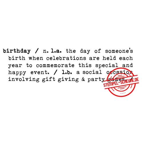 Stempel-Scheune Gummi 386 - Definition Geburtstag Englisch Duden Birthday