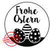 Stempel-Scheune Gummi 462 - Frohe Ostern Kreis Ostereier Sterne Punkte