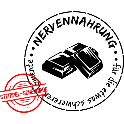 Stempel-Scheune Holzstempel 308 - Nervennahrung Schokolade Kreis Rund Label
