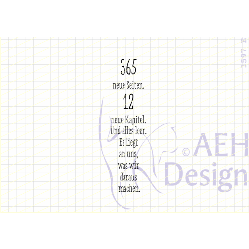 AEH Design Gummistempel 1597E - 365 neue Seiten 12 Kapitel Erinnerungen Jahr