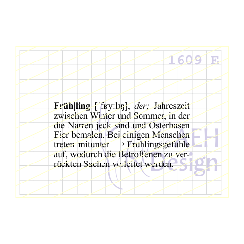 AEH Design Gummistempel 1609E - Definition Fr&uuml;hling Jahreszeit Osterhase Ostern