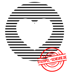 Stempel-Scheune Gummi 481 - Kreis Herz Streifen Label...