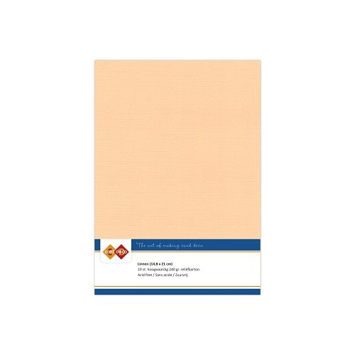 Card Deco Leinenpapier Lachs Orange Beige - A5 Papier 240g/m&sup2; 10 Bl&auml;tter Basteln