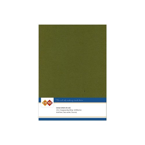 Card Deco Leinenpapier Moosgr&uuml;n Gr&uuml;n - A5 Papier 240g/m&sup2; 10 Bl&auml;tter Basteln