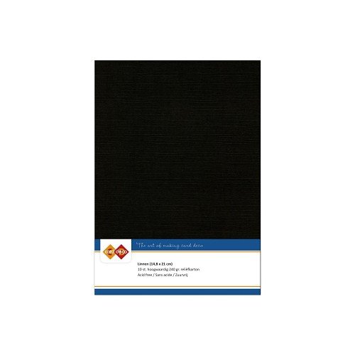 Card Deco Leinenpapier Schwarz - A5 Papier 240g/m&sup2; 10 Bl&auml;tter Basteln