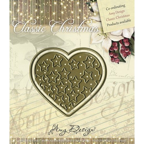 Amy Design Stanzschablone Weihnachten - Herz mit Sternen Stern Kontur Liebe