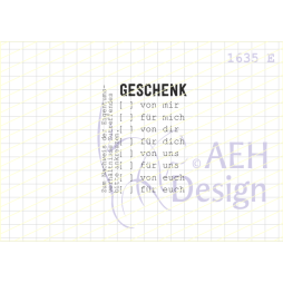 AEH Design Gummistempel 1635E - Geschenk von mir f&uuml;r...
