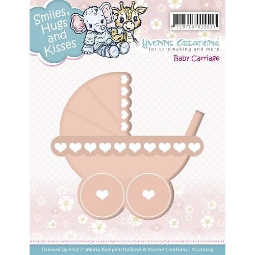 Yvonne Creations Stanzschablone - Kinderwagen Baby Herz Mutter Vater Kind Eltern
