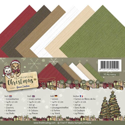 Yvonne Creations Celebrating Christmas - DIN A5 24 Blatt in 6 Farben - Rot Gr&uuml;n