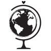 Dini Design Gummistempel 779 - Weltkarte Globus Welt Herz Reisen Urlaub Freizeit