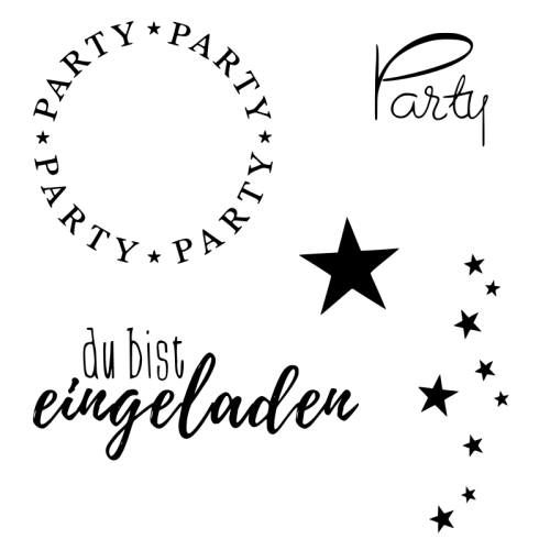 Dini Design Stempelset 5009 Party - du bist eingeladen Feier Geburtstag Hochzeit