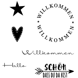 Dini Design Stempelset 5010 Willkommen - Hallo Sch&ouml;n...