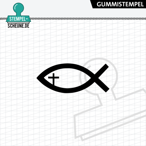 Stempel-Scheune Gummi 544 - Fisch Kirche Glaube Symbol Kreuz Motiv