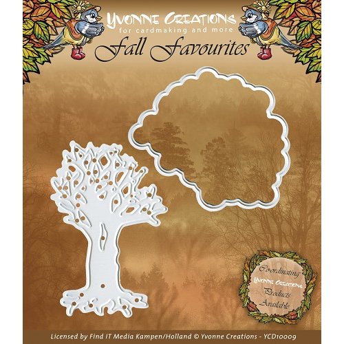 Yvonne Creations Stanzschablone - Herbst Sommer Baum Natur Holz Bl&auml;tter Krone