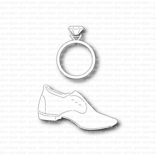 Gummiapan Stanzschablone D210456 - Hochzeit Frau Mann Ring Schuh Diamant Liebe