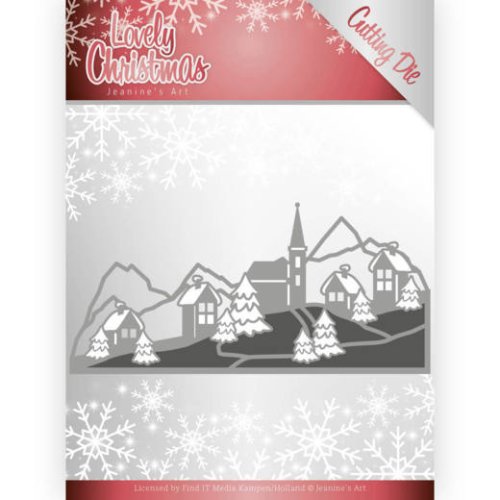 Jeanines Art Stanzschablone - Weihnachten Landschaft Tannenbaum Kirche Winter
