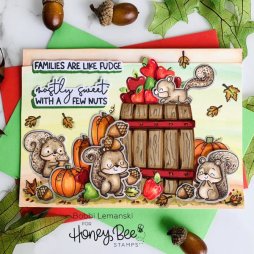 Honey Bee Stamps Stempelset - Eichh&ouml;rnchen K&uuml;rbis Nuss Herbst Tier Blatt Herz