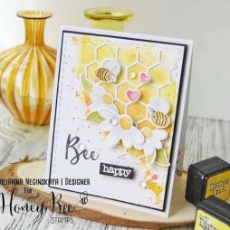 Honey Bee Stamps Stempelset - Biene Blume Bl&uuml;te Herz Blatt Honig Tiere Insekten