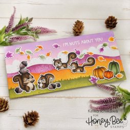 Honey Bee Stanzschablonen f&uuml;r Nuts About You - Eichh&ouml;rnchen Herbst Blatt Eichel