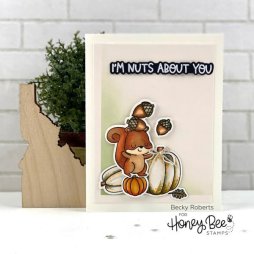 Honey Bee Stanzschablonen f&uuml;r Nuts About You - Eichh&ouml;rnchen Herbst Blatt Eichel