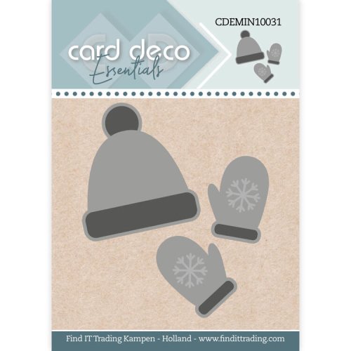 Card Deco Stanzschablone CDEMIN10031 - Winter M&uuml;tze Handschuhe Schneeflocke