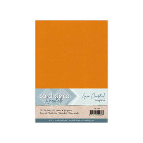 Card Deco Leinenpapier Tangerine Orange - A5 Papier 240g/m&sup2; 10 Bl&auml;tter Basteln