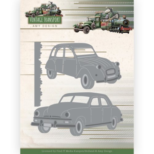 Amy Design Stanzschablone - Auto Oldtimer Rasen Fahrzeug K&auml;fer Vintage Cars