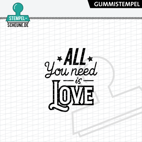 Stempel-Scheune Gummi 589 - All you need is Love Liebe Stern Herz