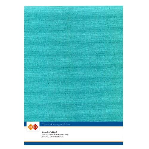 Card Deco Leinenpapier A4 Emerald T&uuml;rkis Blau Hellblau Papier 240g/m&sup2; 10 Bl&auml;tter