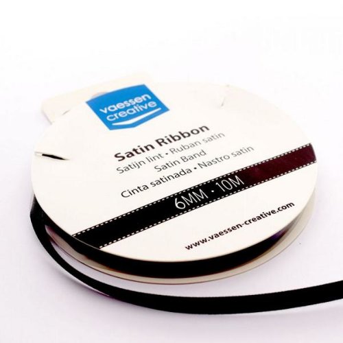 Vaessen Creative Satinband Schwarz - 6 mm x 10 m Schleifenband Geschenkband