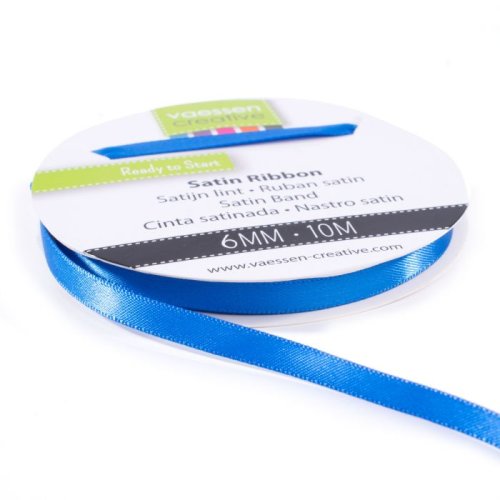 Vaessen Creative Satinband Blau - 6 mm x 10 m Schleifenband Geschenkband